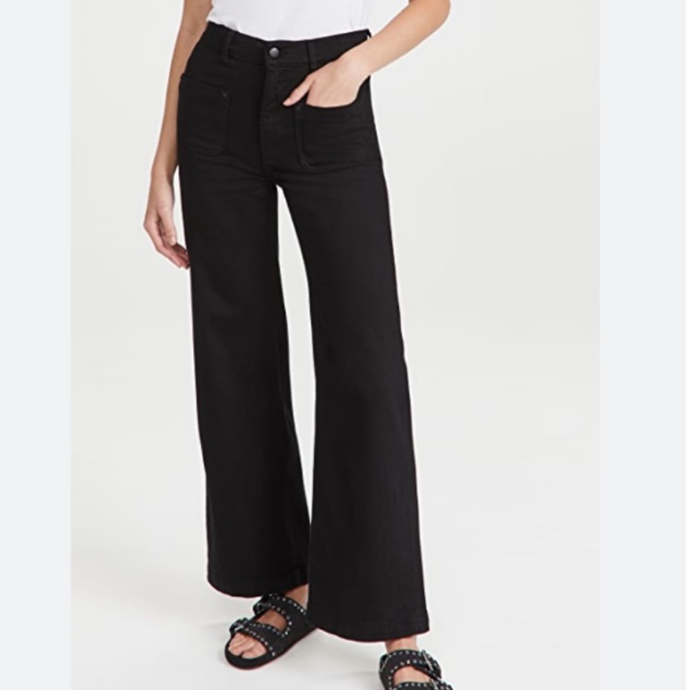 DL1961 High Rise Hepburn Wide Leg Jeans in Black Tide
